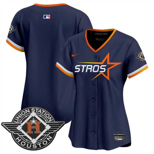 Womens Houston Astros Blank Navy 2025 City Connect Limited Stitched Jersey Dzhi
